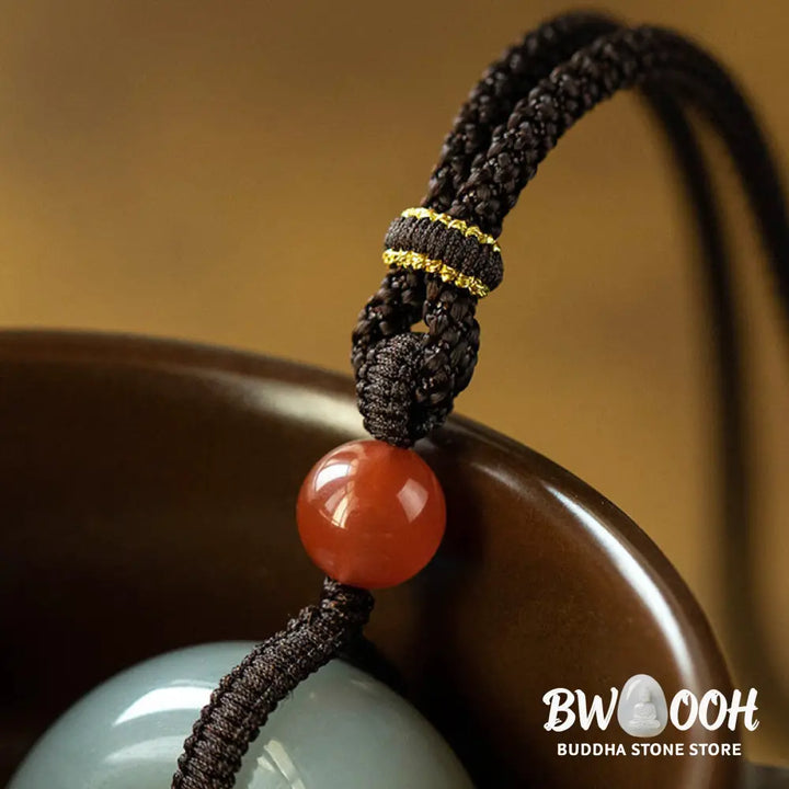 Buddha Stones Natural Round Jade Gray Jade Peace Buckle Luck Necklace Pendant - BWOOOH - Necklaces &amp; Pendants
