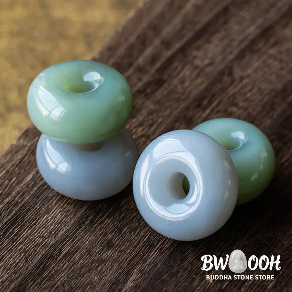 Buddha Stones Natural Round Jade Gray Jade Peace Buckle Luck Necklace Pendant - BWOOOH - Necklaces &amp; Pendants