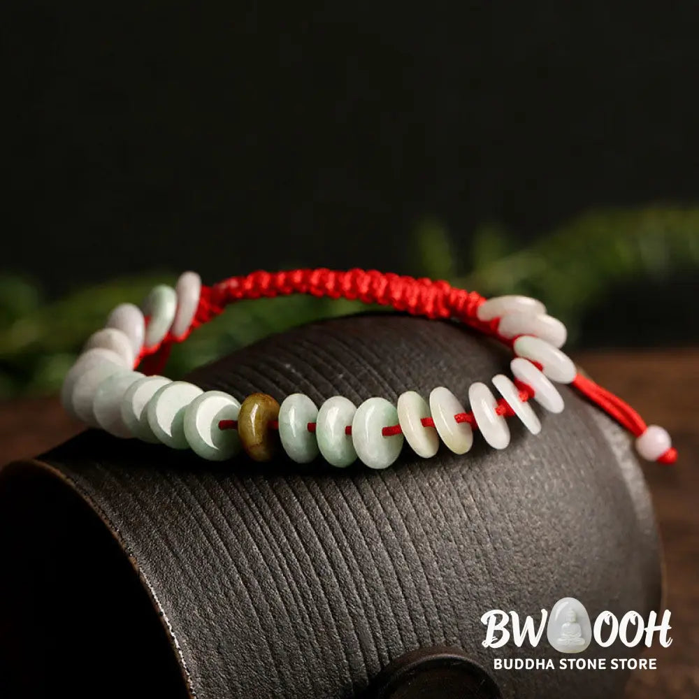 Buddha Stones Natural Round Jade Luck Red String Protection Bracelet - BWOOOH - Jade - Bracelet