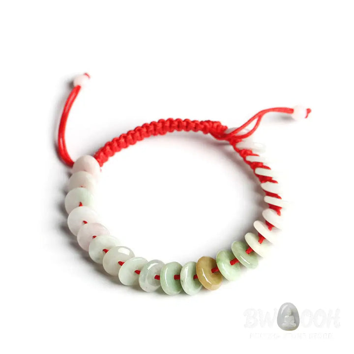 Buddha Stones Natural Round Jade Luck Red String Protection Bracelet - BWOOOH - Jade - Bracelet
