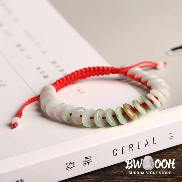 Buddha Stones Natural Round Jade Luck Red String Protection Bracelet - BWOOOH - Jade - Bracelet