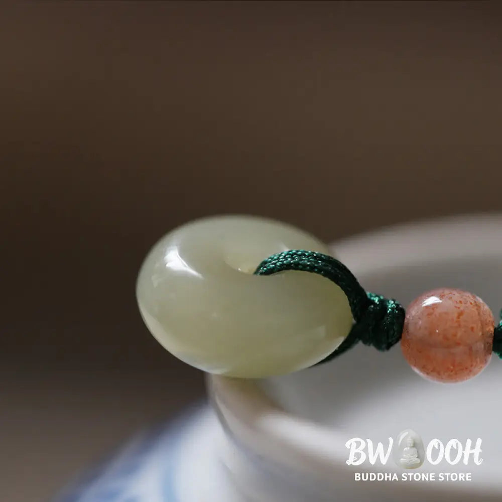 Buddha Stones Natural Round Jade Peace Buckle Lotus Abundance String Necklace Pendant - BWOOOH - Necklaces &amp; Pendants