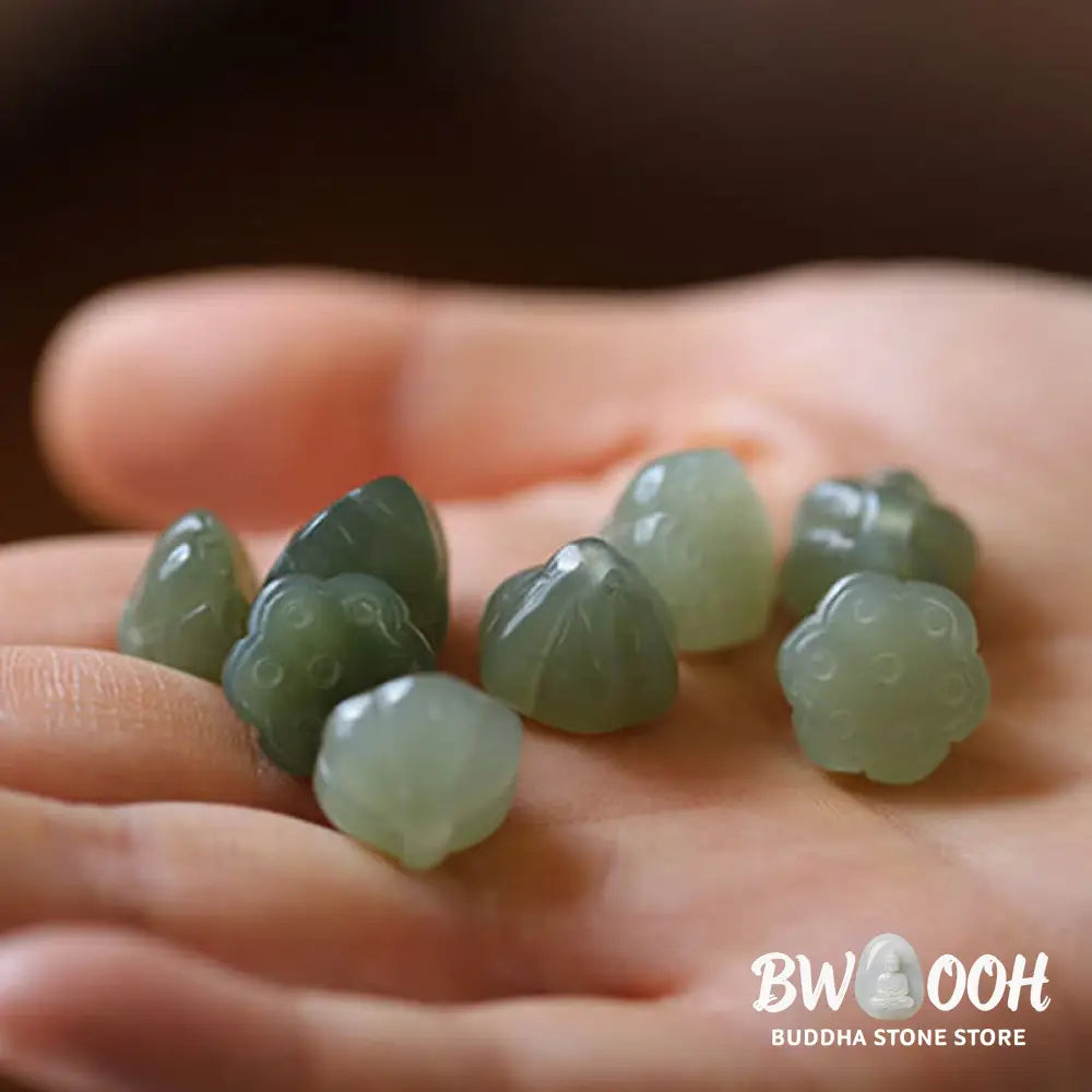 Buddha Stones Natural Round Jade Peace Buckle Lotus Abundance String Necklace Pendant - BWOOOH - Necklaces &amp; Pendants