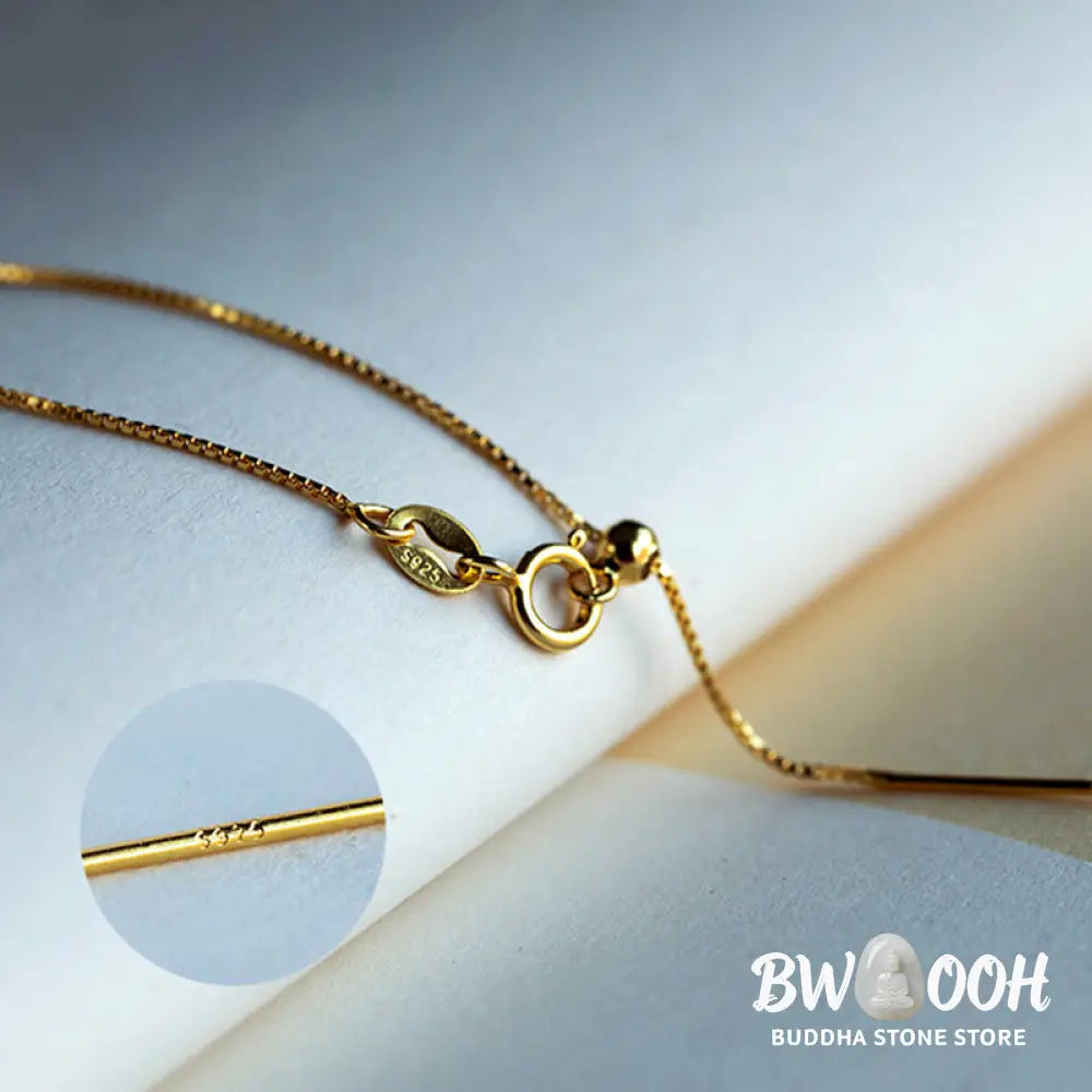 BWOOOH Natural Round Jade Peace Buckle Necklace featuring a polished green Jade disc, 40cm 925 sterling silver plated gold chain, symbolizing luck and abundance. - View 26