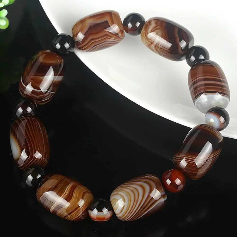 BWOOOH Natural Sardonyx Courage Happiness Bracelet - BWOOOH - Sardonyx(Calm♥Happiness)(Wrist Circumference