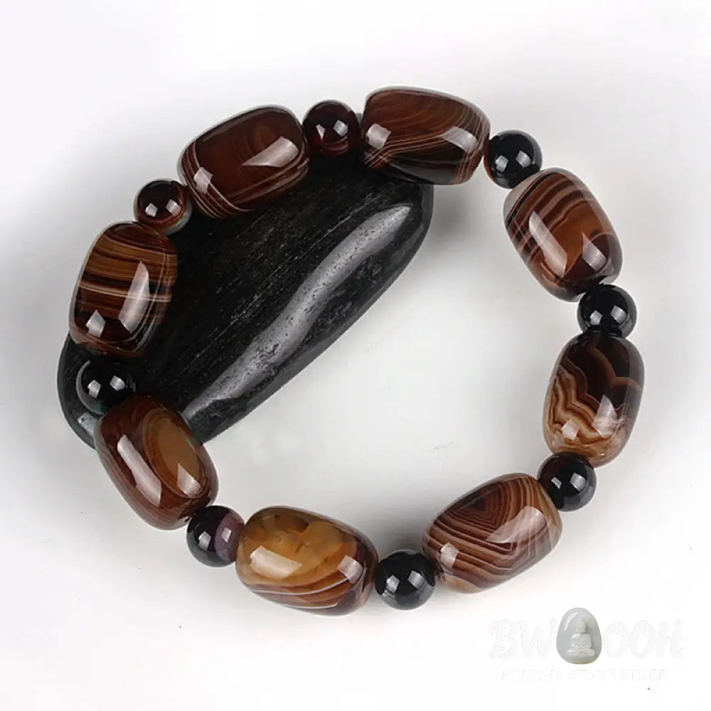 Buddha Stones Natural Sardonyx Courage Happiness Bracelet - BWOOOH - Sardonyx(Calm♥Happiness)(Wrist Circumference