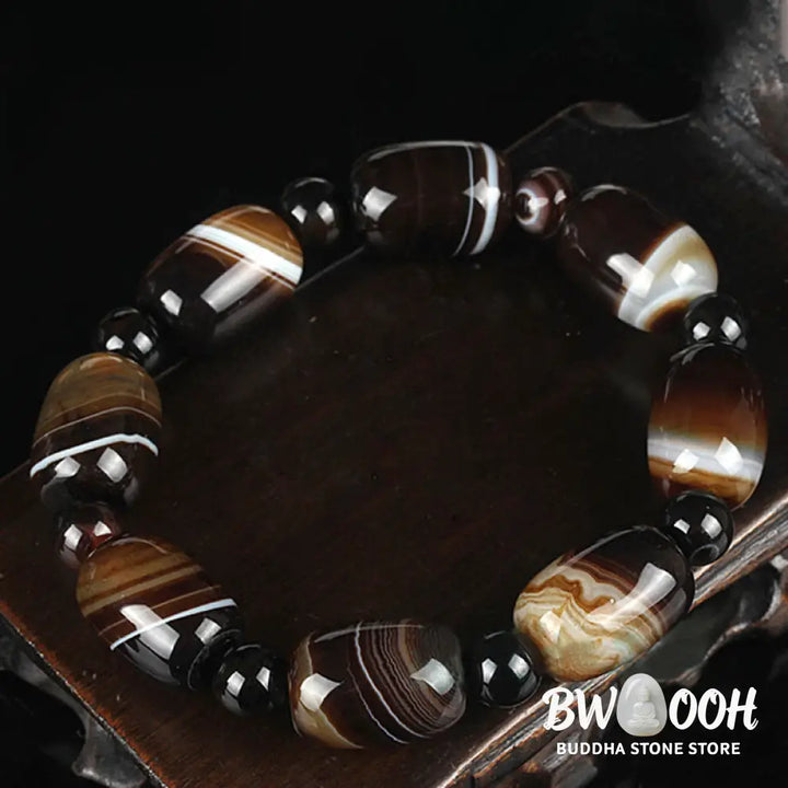 Buddha Stones Natural Sardonyx Courage Happiness Bracelet - BWOOOH - Sardonyx(Calm♥Happiness)(Wrist Circumference