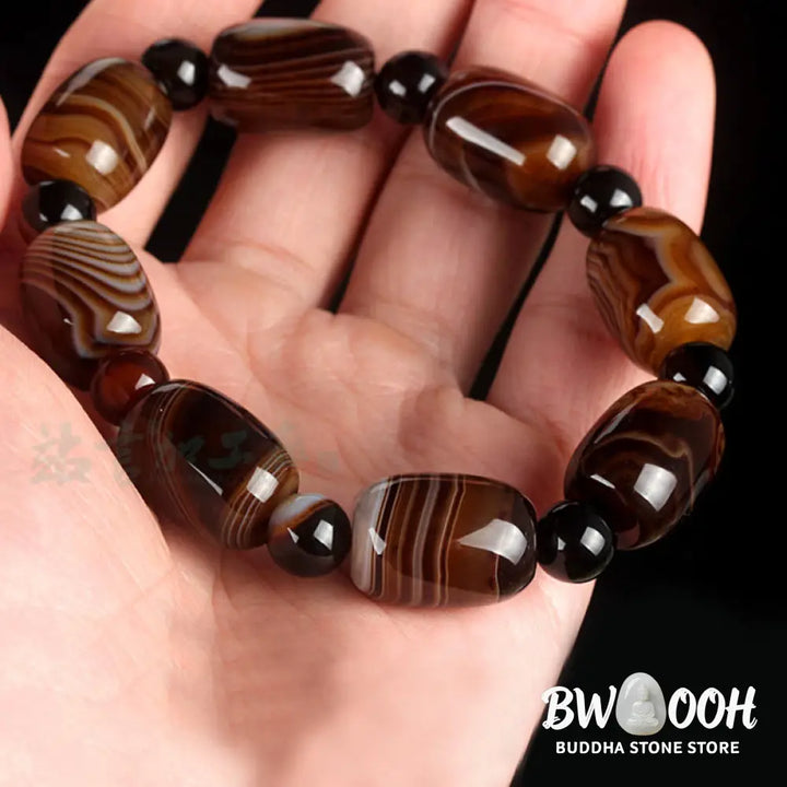 Buddha Stones Natural Sardonyx Courage Happiness Bracelet - BWOOOH - Sardonyx(Calm♥Happiness)(Wrist Circumference