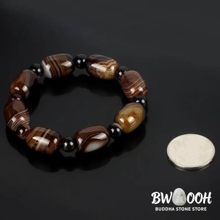 Buddha Stones Natural Sardonyx Courage Happiness Bracelet - BWOOOH - Sardonyx(Calm♥Happiness)(Wrist Circumference