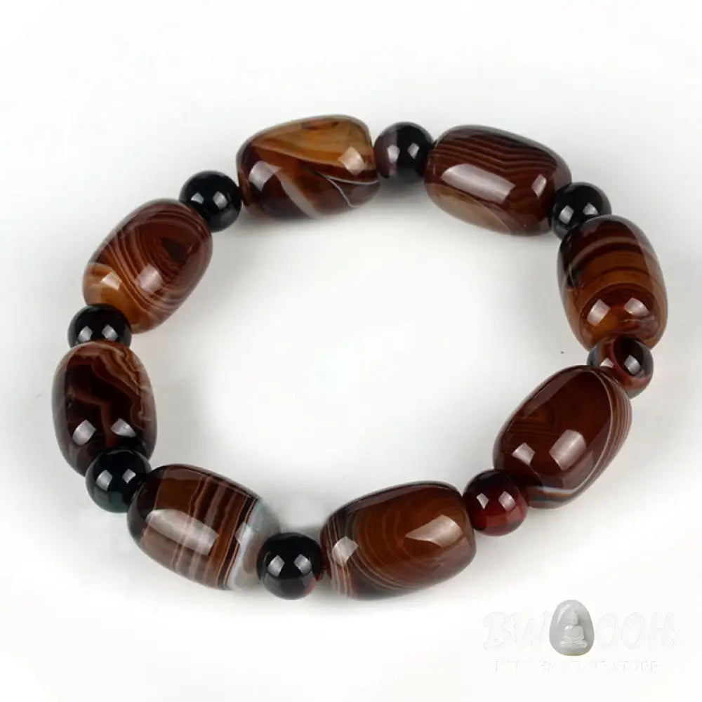 Buddha Stones Natural Sardonyx Courage Happiness Bracelet - BWOOOH - Sardonyx(Calm♥Happiness)(Wrist Circumference