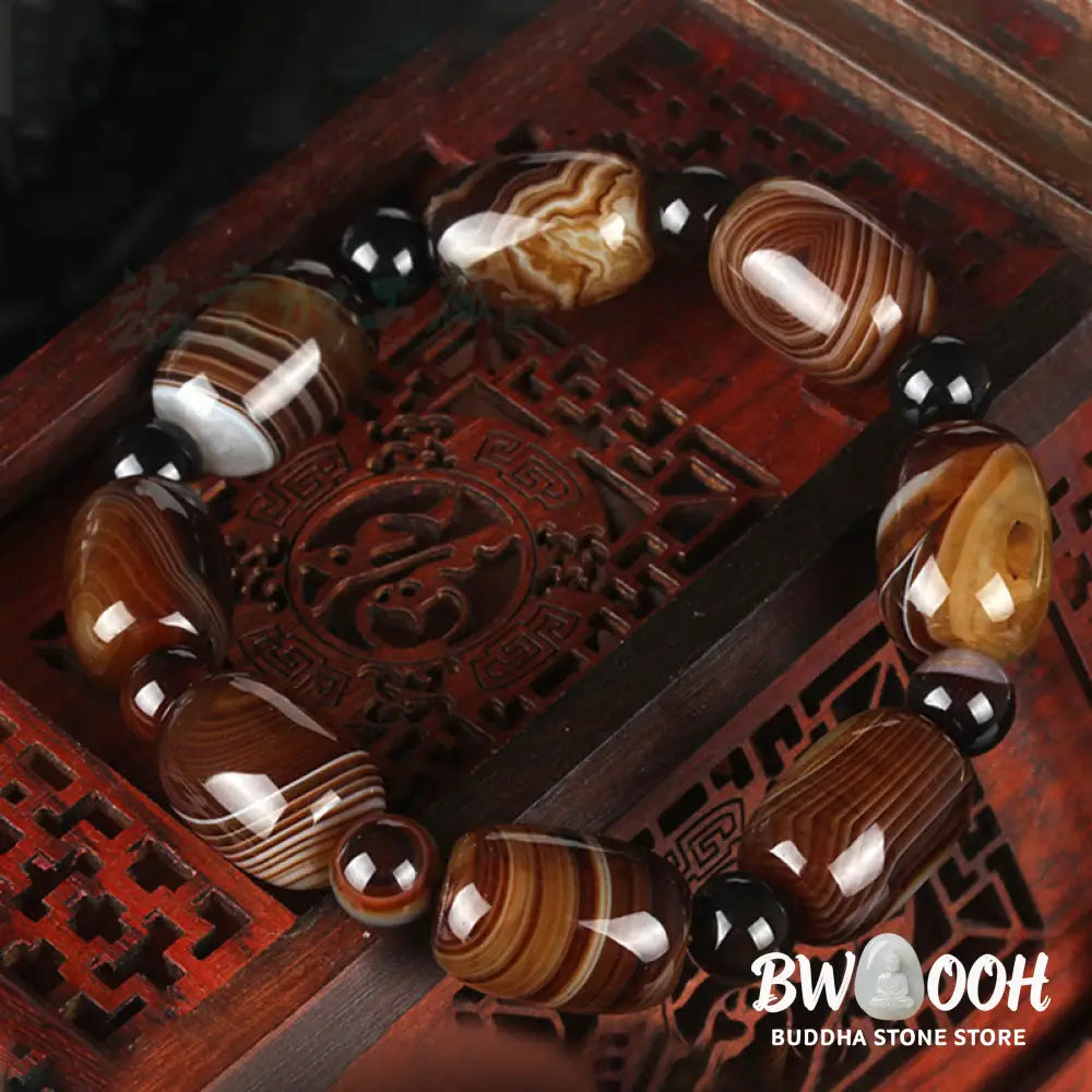 Buddha Stones Natural Sardonyx Courage Happiness Bracelet - BWOOOH - Sardonyx(Calm♥Happiness)(Wrist Circumference