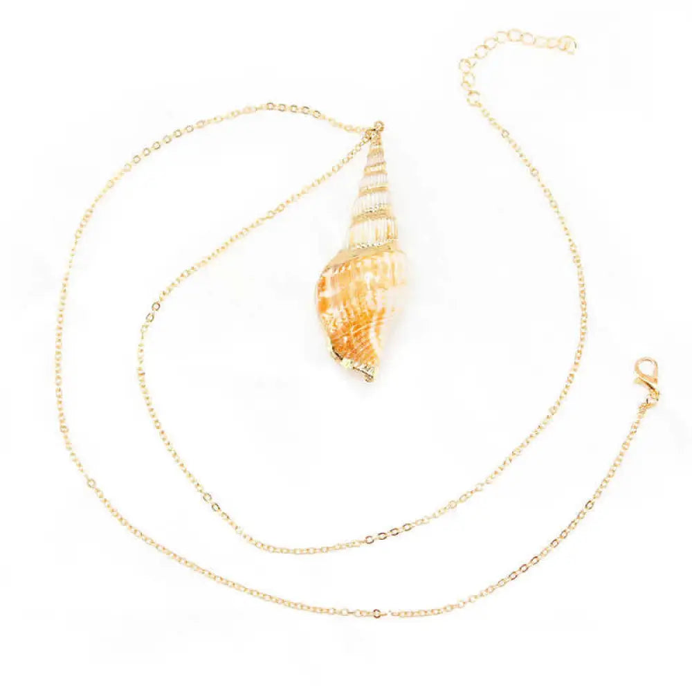 BWOOOH Natural Shankha Conch Shell Seashell Lucky Necklace Pendant Buddhist amulet necklace