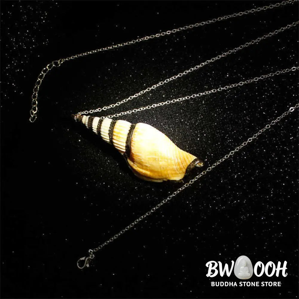 Buddha Stones Natural Shankha Conch Shell Seashell Lucky Necklace Pendant - BWOOOH - Necklaces &amp; Pendants