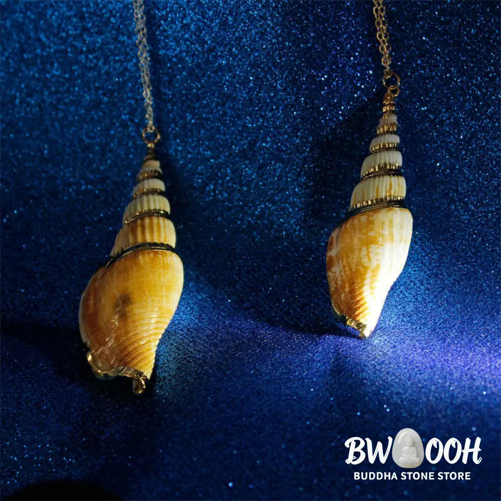 Buddha Stones Natural Shankha Conch Shell Seashell Lucky Necklace Pendant - BWOOOH - Necklaces &amp; Pendants