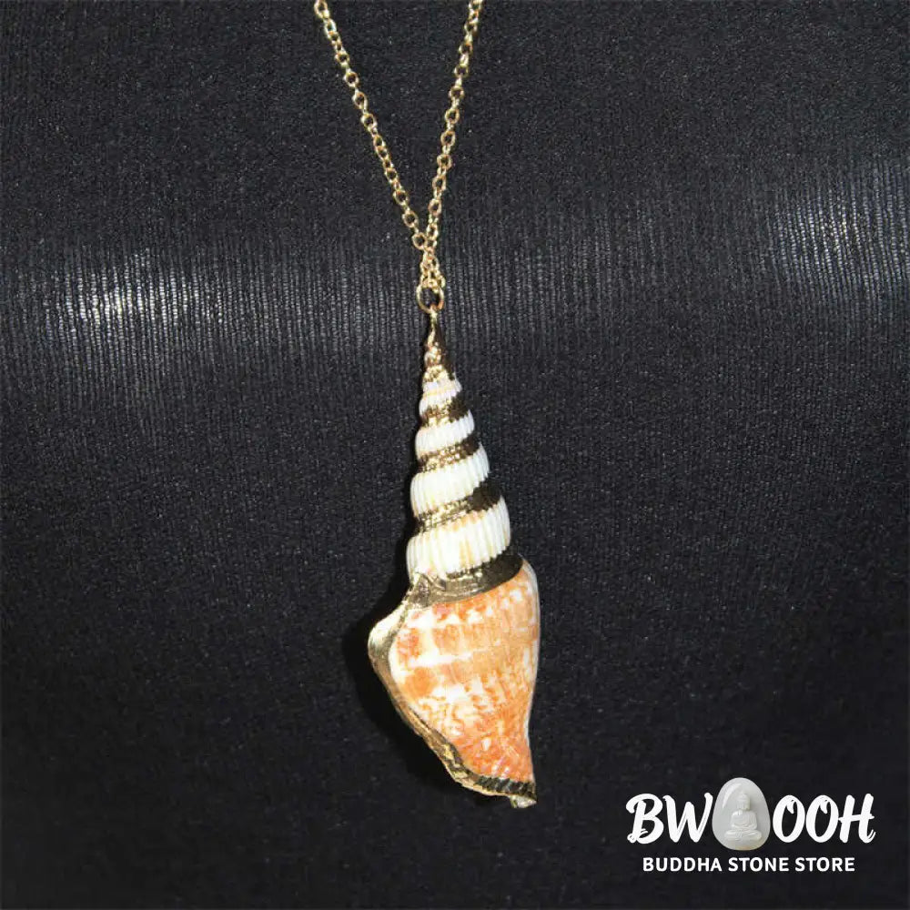 Buddha Stones Natural Shankha Conch Shell Seashell Lucky Necklace Pendant - BWOOOH - Necklaces &amp; Pendants
