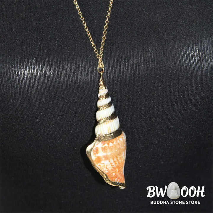 Buddha Stones Natural Shankha Conch Shell Seashell Lucky Necklace Pendant - BWOOOH - Necklaces &amp; Pendants