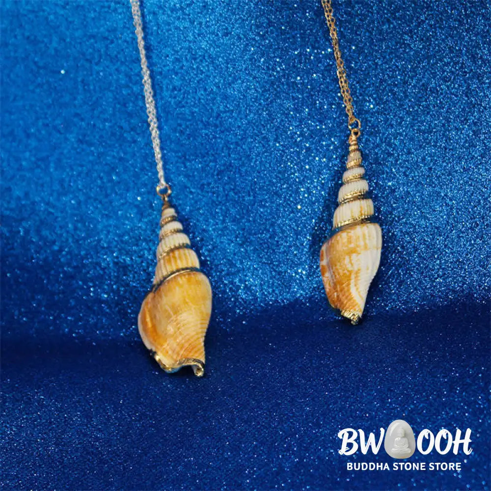 Buddha Stones Natural Shankha Conch Shell Seashell Lucky Necklace Pendant - BWOOOH - Necklaces &amp; Pendants