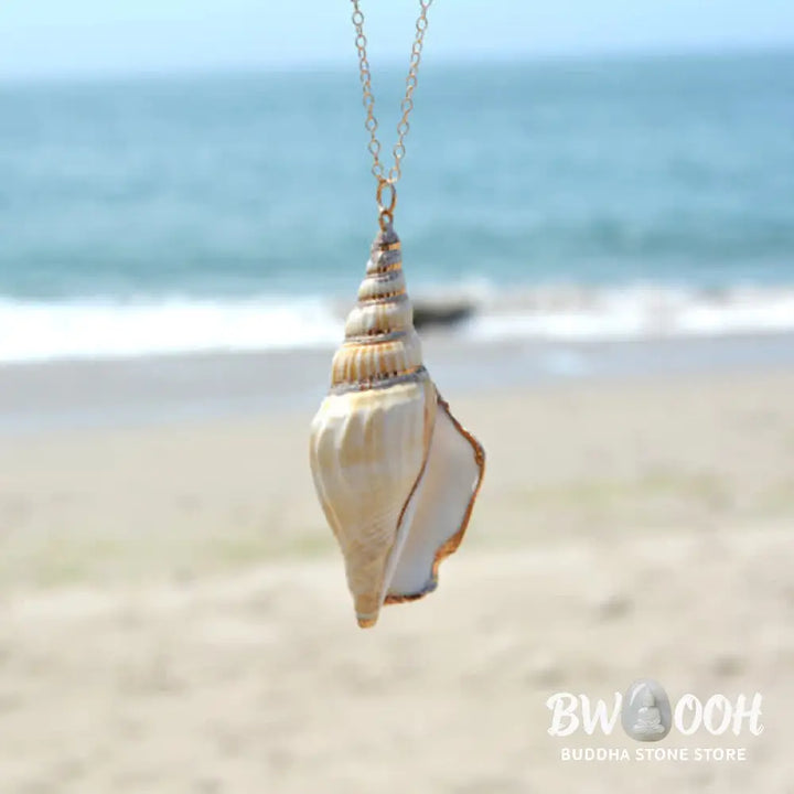 Buddha Stones Natural Shankha Conch Shell Seashell Lucky Necklace Pendant - BWOOOH - Necklaces &amp; Pendants