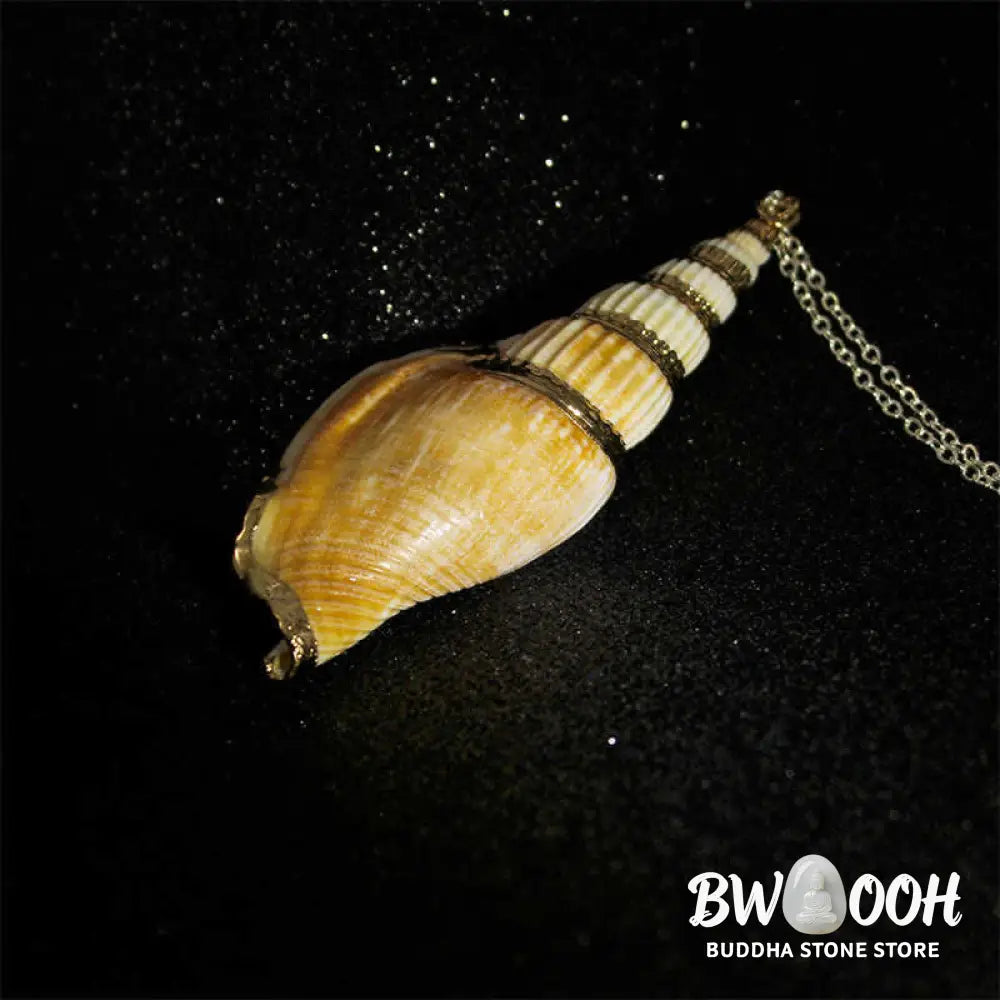Buddha Stones Natural Shankha Conch Shell Seashell Lucky Necklace Pendant - BWOOOH - Necklaces &amp; Pendants