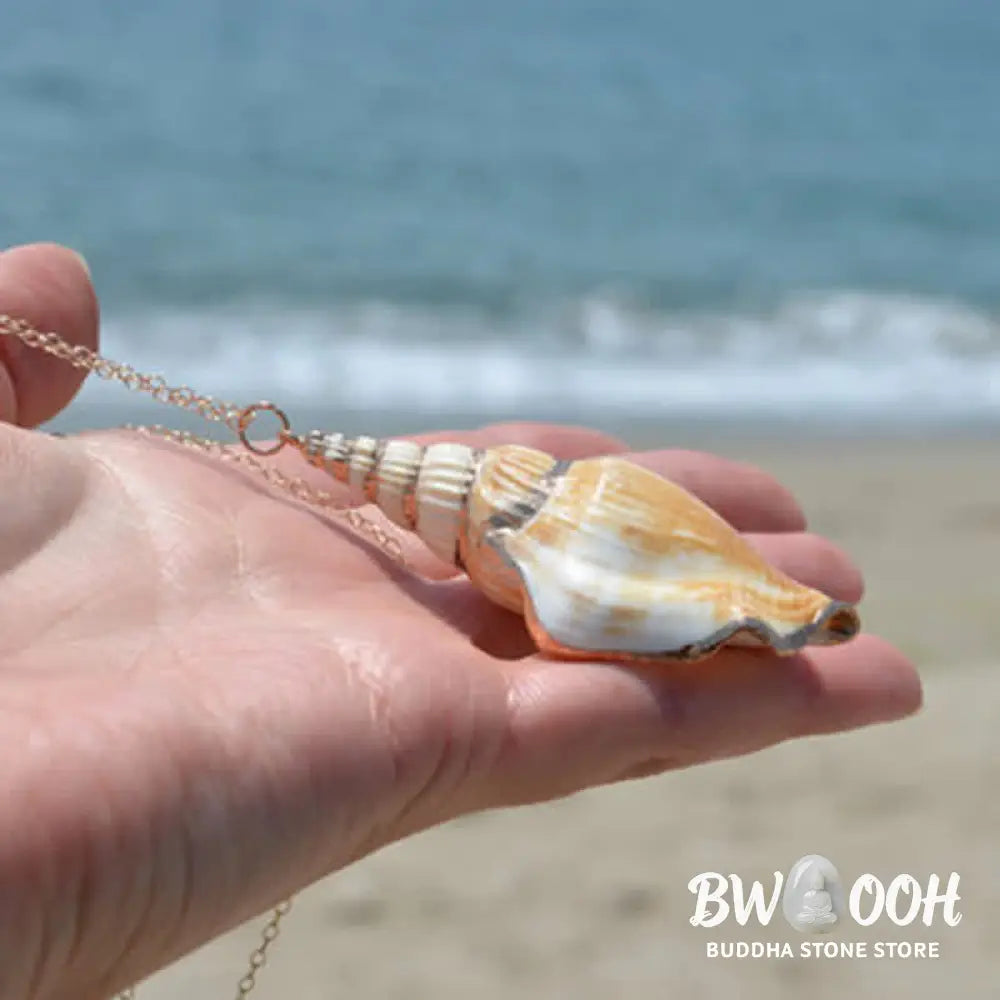 Buddha Stones Natural Shankha Conch Shell Seashell Lucky Necklace Pendant - BWOOOH - Necklaces &amp; Pendants