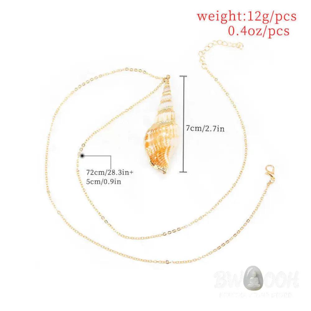 Buddha Stones Natural Shankha Conch Shell Seashell Lucky Necklace Pendant - BWOOOH - Necklaces &amp; Pendants