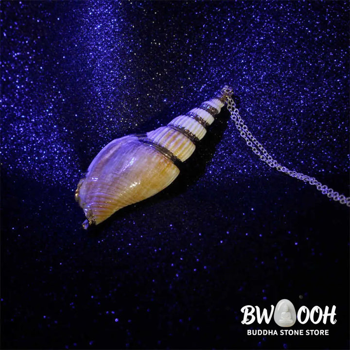 Buddha Stones Natural Shankha Conch Shell Seashell Lucky Necklace Pendant - BWOOOH - Necklaces &amp; Pendants