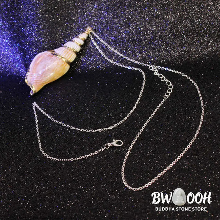 Buddha Stones Natural Shankha Conch Shell Seashell Lucky Necklace Pendant - BWOOOH - Necklaces &amp; Pendants