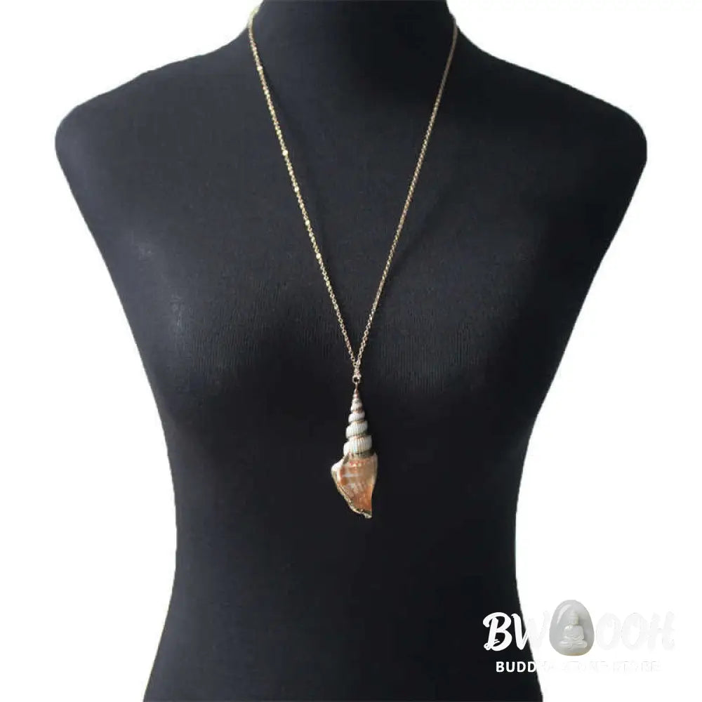 Buddha Stones Natural Shankha Conch Shell Seashell Lucky Necklace Pendant - BWOOOH - Necklaces &amp; Pendants