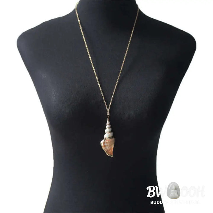 Buddha Stones Natural Shankha Conch Shell Seashell Lucky Necklace Pendant - BWOOOH - Necklaces &amp; Pendants