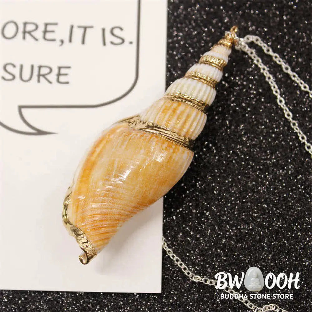 Buddha Stones Natural Shankha Conch Shell Seashell Lucky Necklace Pendant - BWOOOH - Necklaces &amp; Pendants