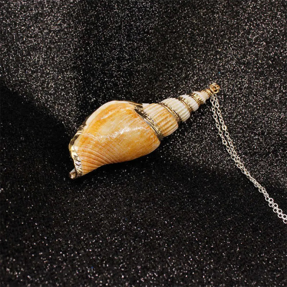 Buddha Stones Natural Shankha Conch Shell Seashell Lucky Necklace Pendant - BWOOOH - Silver - Necklaces &amp; Pendants