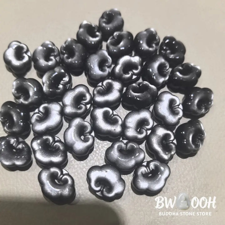 Buddha Stones Natural Silver Sheen Obsidian Auspicious Clouds Protection Soothing Necklace Pendant - BWOOOH - Necklaces