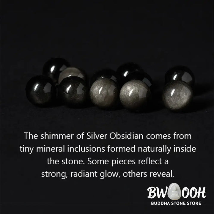 BWOOOH Natural Silver Sheen Obsidian Blue Tiger Eye Om Ma