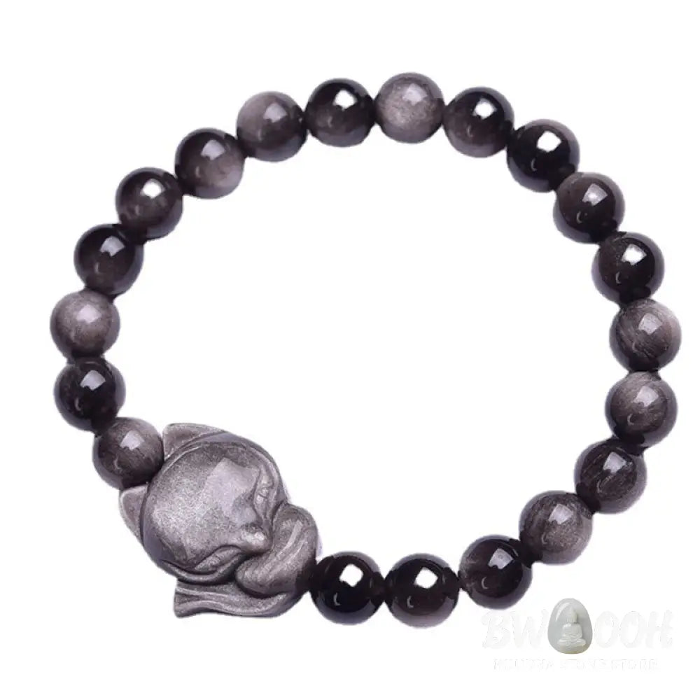BWOOOH Natural Silver Sheen Obsidian Fox Protection Bracelet | spiritual healing bracelet