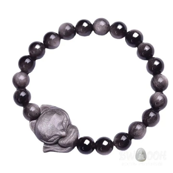BWOOOH Natural Silver Sheen Obsidian Fox Protection Bracelet | spiritual healing bracelet