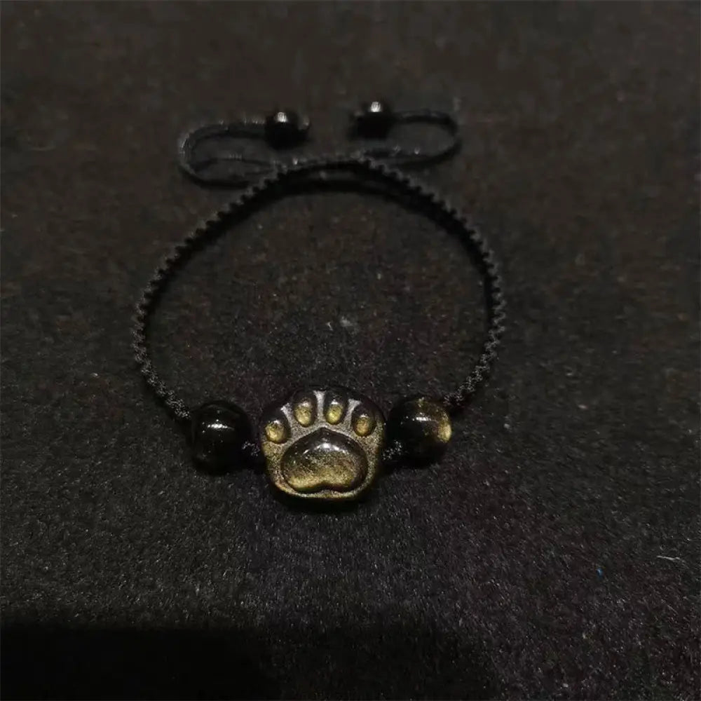 Buddha Stones Natural Silver Sheen Obsidian Gold Sheen Obsidian Cat Claw Soothing Braided Bracelet - BWOOOH - Gold