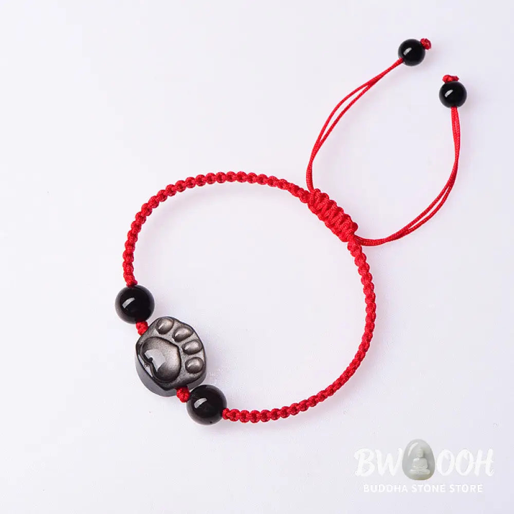BWOOOH Natural Silver Sheen Obsidian Gold Sheen Obsidian Cute Cat Paw Claw Protection R | spiritual healing bracelet