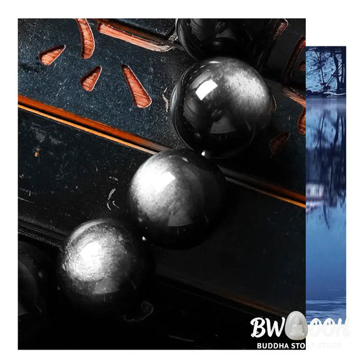 Buddha Stones Natural Silver Sheen Obsidian Soothing Protection Bracelet - BWOOOH - Bracelet