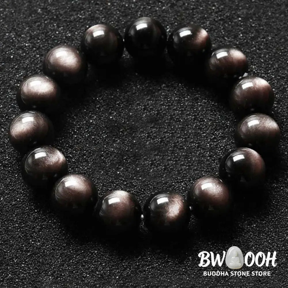 Buddha Stones Natural Silver Sheen Obsidian Soothing Protection Bracelet - BWOOOH - Bracelet