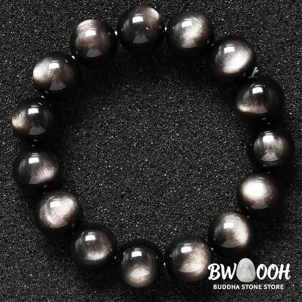 Buddha Stones Natural Silver Sheen Obsidian Soothing Protection Bracelet - BWOOOH - Bracelet