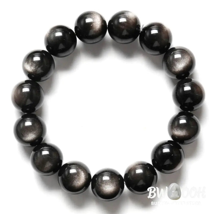 Buddha Stones Natural Silver Sheen Obsidian Soothing Protection Bracelet - BWOOOH - Bracelet