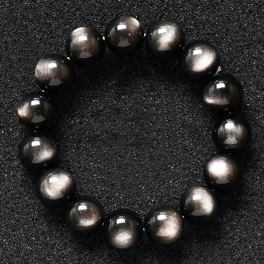 BWOOOH Natural Silver Sheen Obsidian Soothing Protection Bracelet - BWOOOH - 8mm - Bracelet