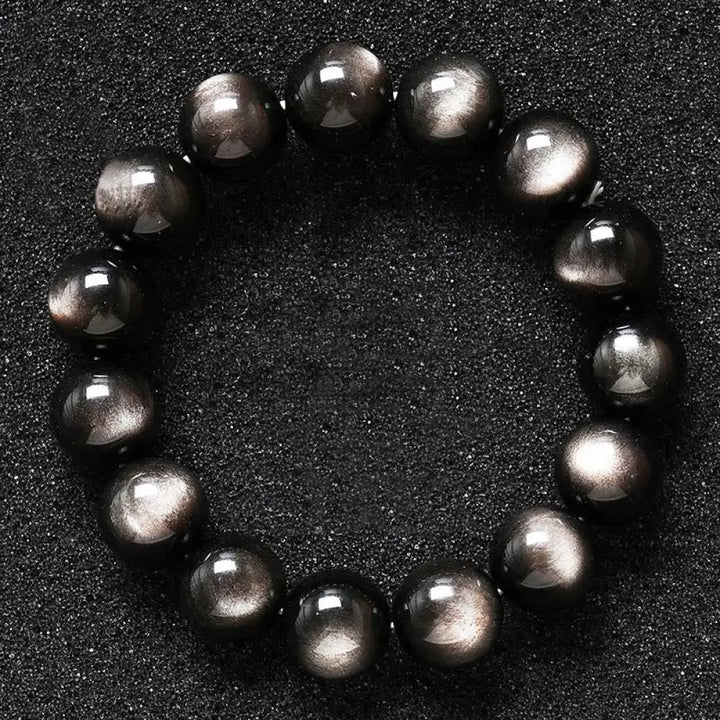BWOOOH Natural Silver Sheen Obsidian Soothing Protection Bracelet - BWOOOH - 8mm - Bracelet