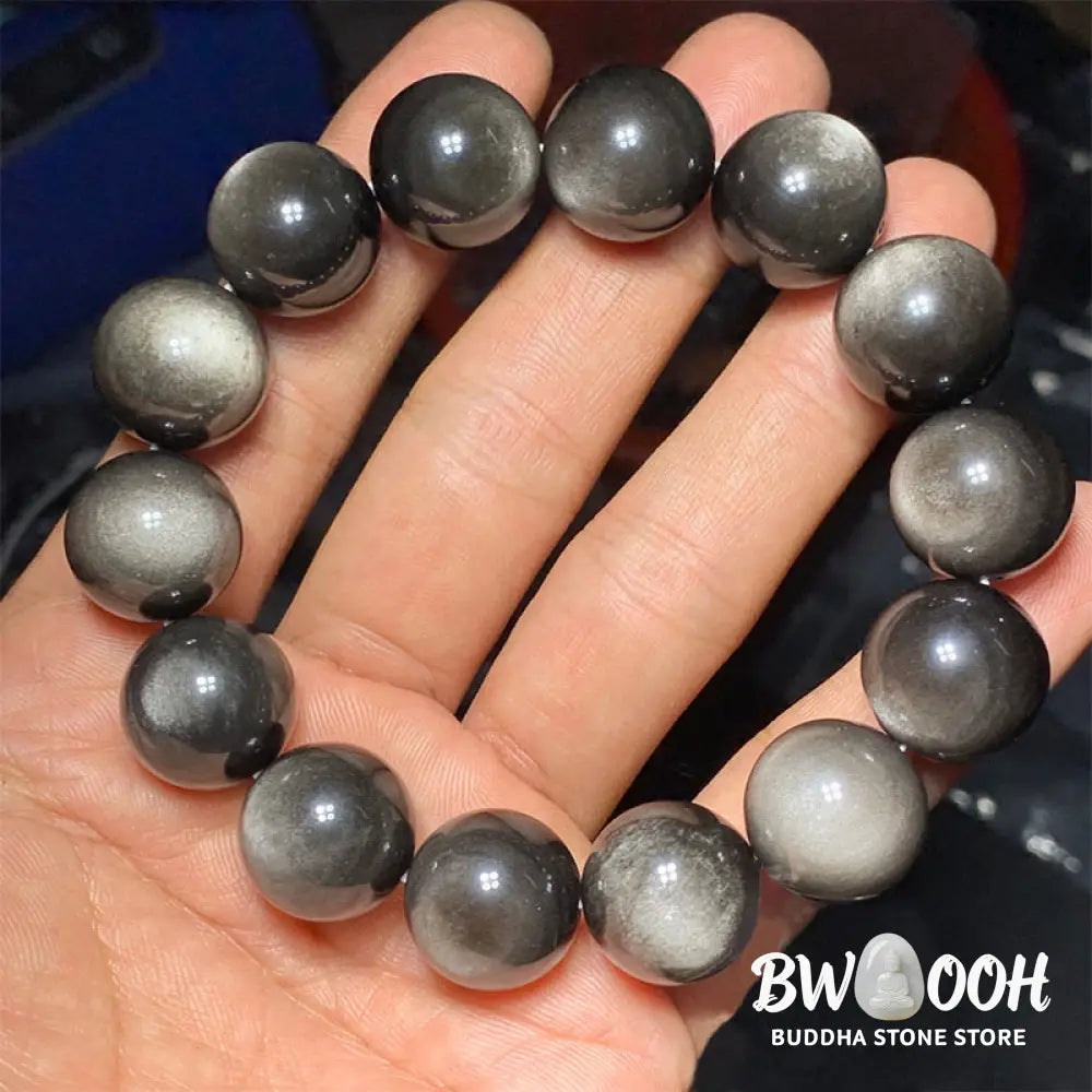 Buddha Stones Natural Silver Sheen Obsidian Soothing Protection Bracelet - BWOOOH - Bracelet