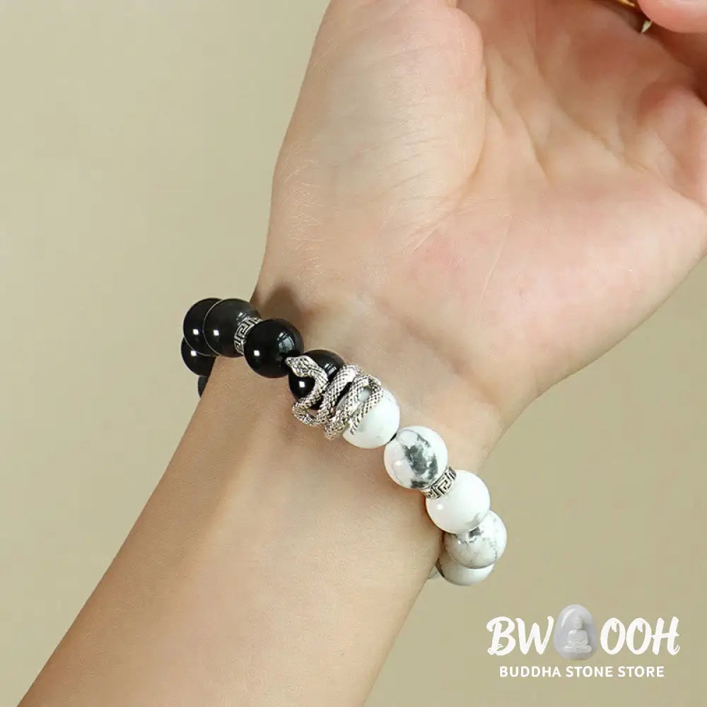 Buddha Stones Natural Silver Sheen Obsidian White Turquoise Grey Jasper Snowflake Obsidian Year Of The Snake Protection