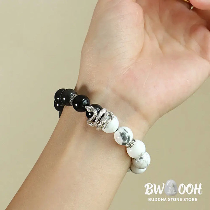 Buddha Stones Natural Silver Sheen Obsidian White Turquoise Grey Jasper Snowflake Obsidian Year Of The Snake Protection