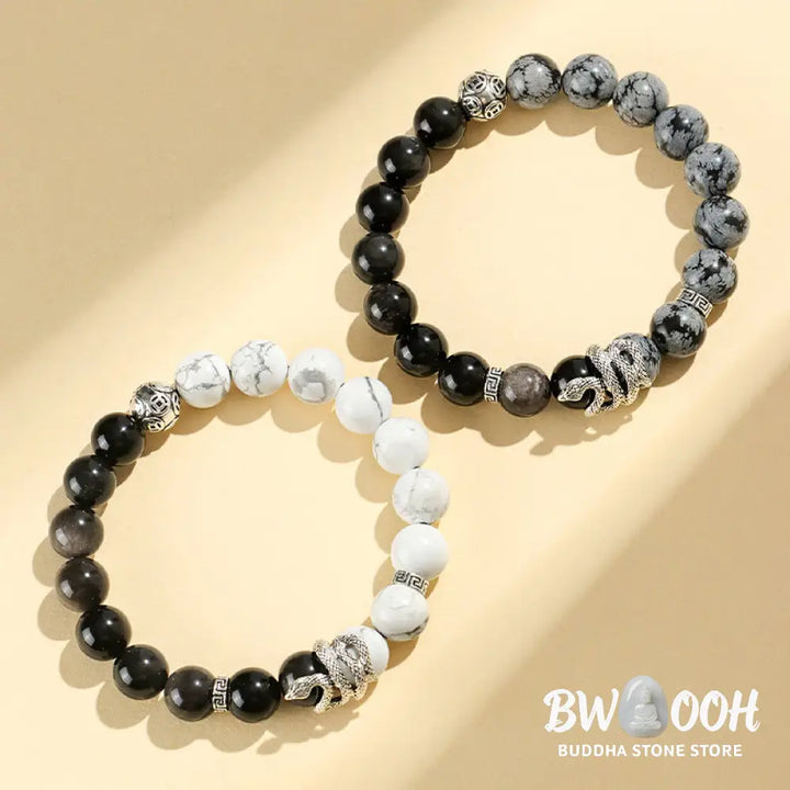 Buddha Stones Natural Silver Sheen Obsidian White Turquoise Grey Jasper Snowflake Obsidian Year Of The Snake Protection