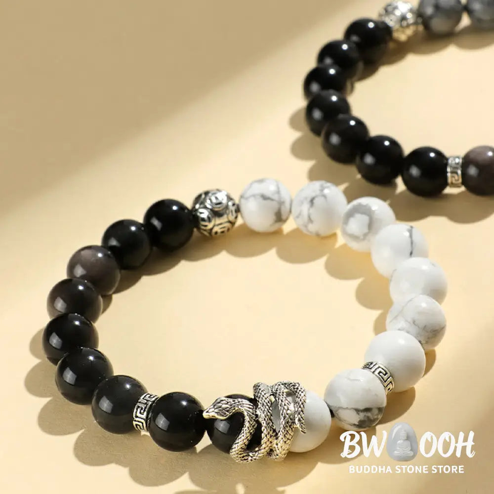 Buddha Stones Natural Silver Sheen Obsidian White Turquoise Grey Jasper Snowflake Obsidian Year Of The Snake Protection