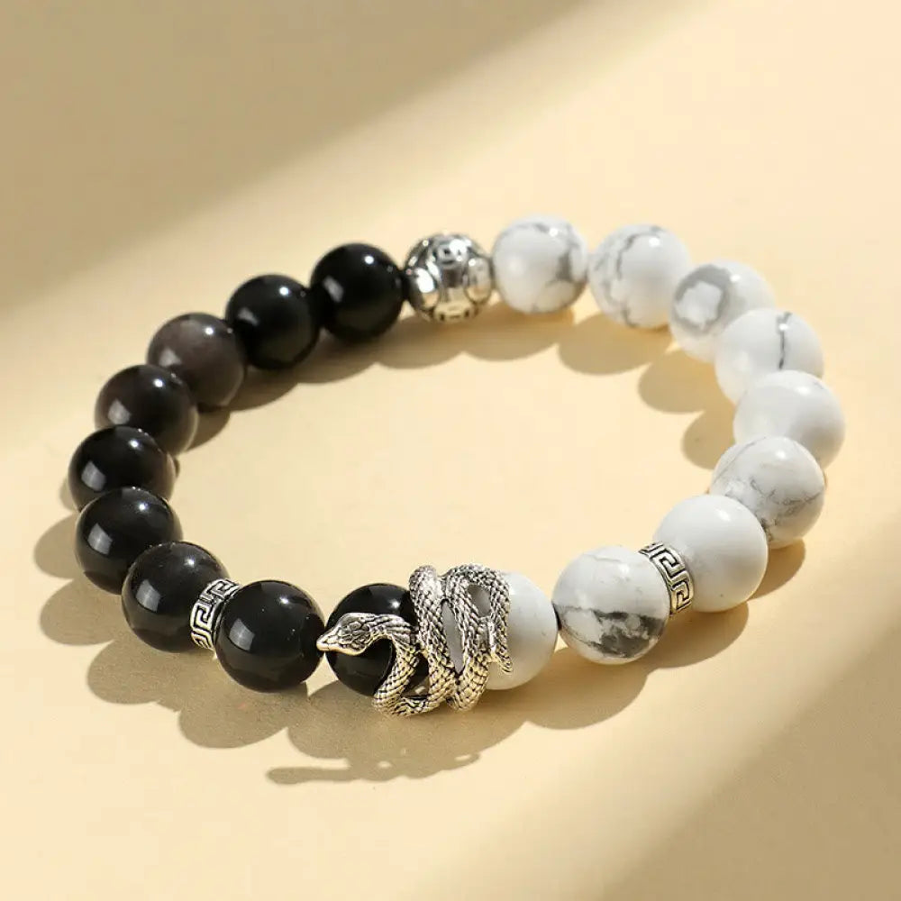 Buddha Stones Natural Silver Sheen Obsidian White Turquoise Grey Jasper Snowflake Obsidian Year Of The Snake Protection