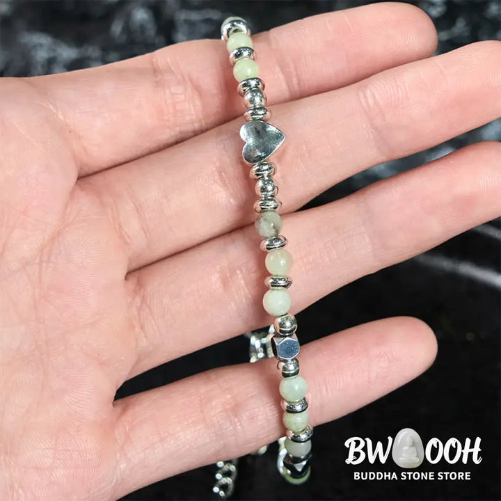 Buddha Stones Natural Stone Amazonite Amethyst Lazurite Rose Quartz Heart Positive Balance Bracelet - BWOOOH - Bracelet